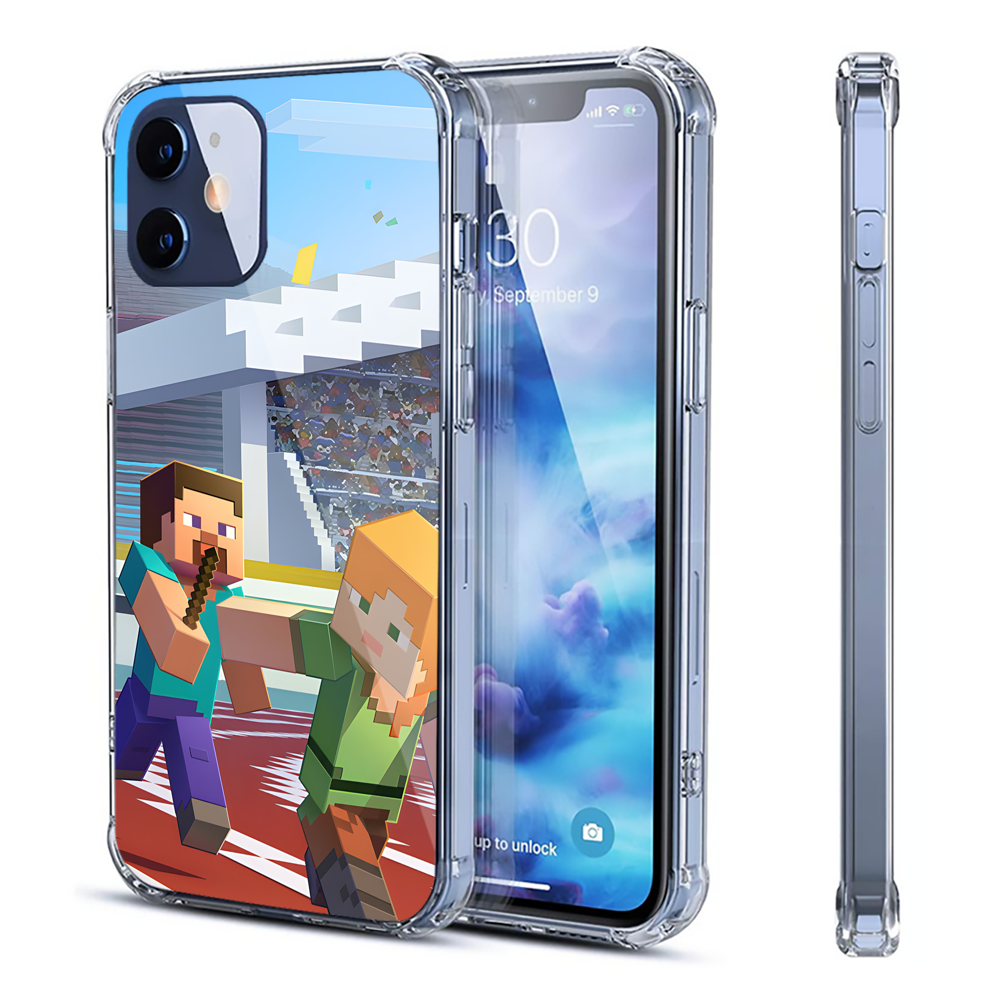 （画像用） マインクラフト ブロックの世界 Minecraft MC Block world 【iPhone 12シリーズ対応】透明スマホケース（クリアソフトケース）